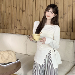 實拍大碼胖mm設計感上衣女秋季長袖T恤M-4XL
