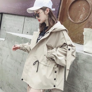 工裝風衣女外套韓版小個子收腰bf學生寬鬆潮