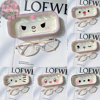 Herlove 新款三麗鷗 Hello Kitty 眼鏡盒 Kuromi 收納盒動漫卡哇伊卡通透明太陽鏡保護套禮物女孩