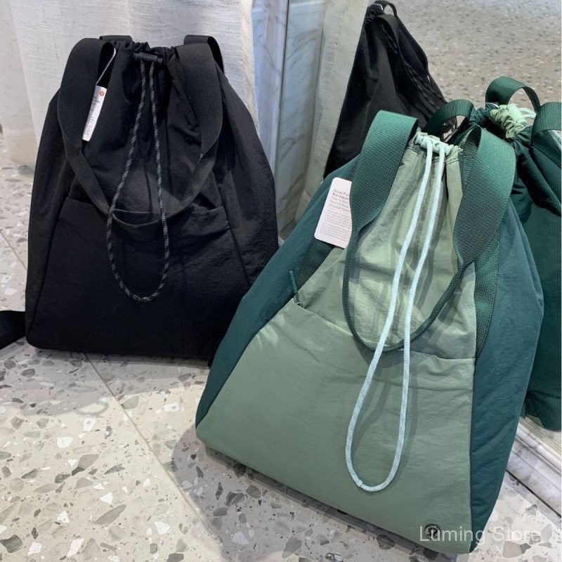 lululemon Dual Function斜背包 兩用多功能瑜伽網球包 抽繩後背包