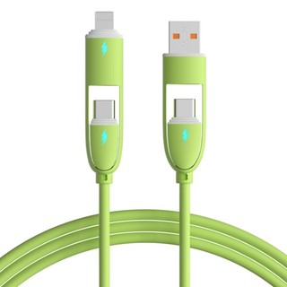 120W二拖三PD矽膠快充線 1.2M 防纏繞 五合一快充線 USB+Type-C+Lightning+Micro