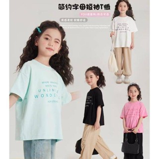 🌈Smile Kids🌈女童短袖 臺灣出貨 女童純棉兒童短袖T恤2024新款夏裝洋氣字母印花百搭童裝上衣