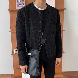小香風男士寬鬆休閒夾克春秋季韓版潮流修身翻領長袖外套男