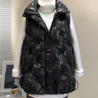 胖胖美依 防風外套 加厚保暖外套 羽絨棉服 馬甲外套 中大尺碼M-3XL 新款亮面馬甲女學生背心外套坎肩-1746.