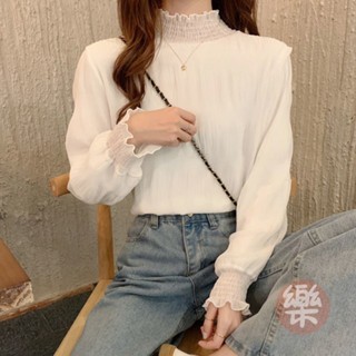 冬季韓版2025新款蕾絲打底衫女ins潮半高領t恤女加絨加厚保暖上衣寬鬆打底衫 韓版蕾絲上衣 顯瘦秋季長袖上衣【樂購】