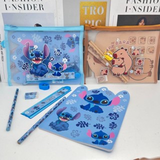 7 件/套 Capybara 文具套裝三麗鷗 Hello Kitty Cinnamoroll Kuromi 卡通鉛筆橡皮