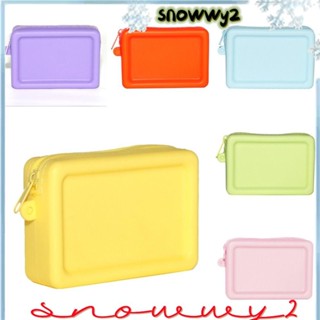 SNOWWY2化妝包,矽膠收納器光滑拉鍊錢包零錢包,迷你防水馬卡龍顏色旅行袋學生