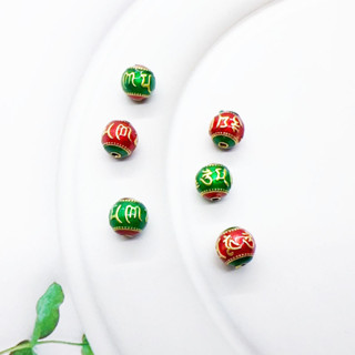宏雲Hongyun-ls-（1pcs）- 銅鍍保色10mm六字箴言沙金手鍊隔珠圓珠散珠串珠手工diy飾品配件