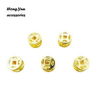 宏雲Hongyun-ls-（1pcs）- 銅鍍保色4mm小銅錢隔珠手串散珠配飾diy手工手鍊項鍊串珠材料隔片