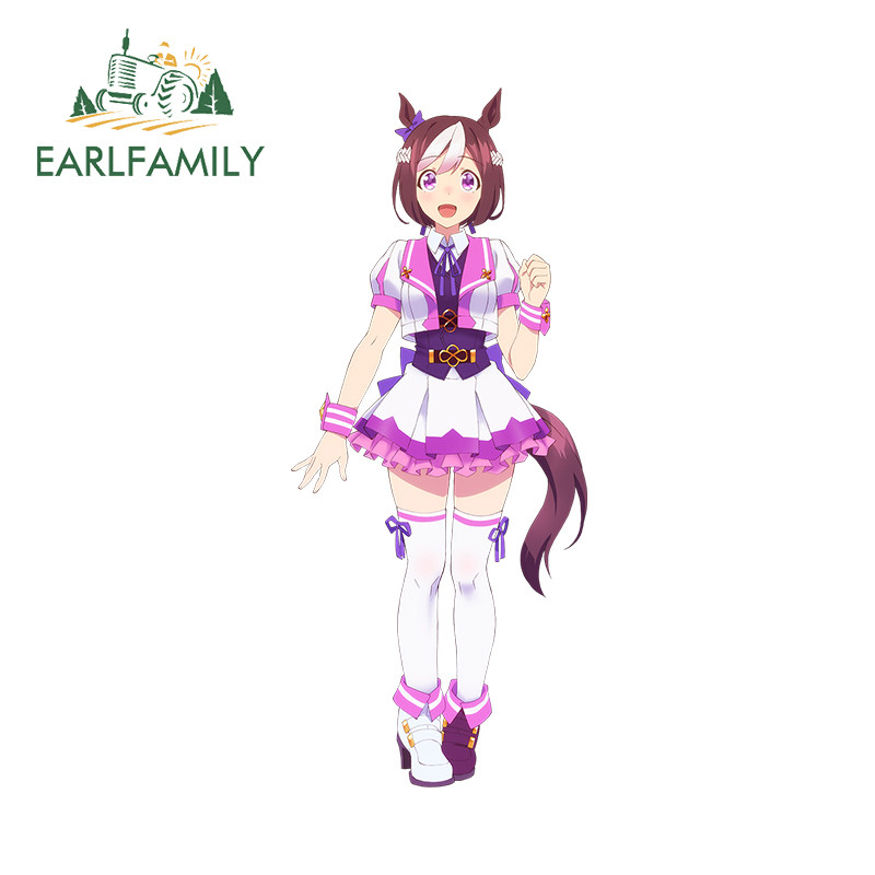 EARLFAMILY 13cm Pretty Derby Special Week 汽車貼紙擋風玻璃防水露營車貼花冰箱賽