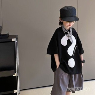米粒Boys新款 寬鬆上衣童裝夏裝T恤短袖T恤短袖男童2024兒童中大童洋氣韓國新款