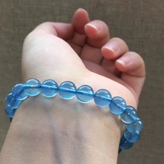 天然巴西水晶海藍寶手鍊藍色手串半寶石晶體透男女款時尚飾品包郵