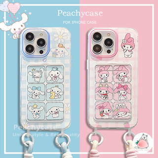 可愛的三麗鷗玉桂狗美樂蒂卡包手機殼適用於 iPhone 15 14 13 12 Pro Max 11帶腕帶防震蘋果保護套