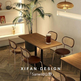 「Sanwild」咖啡廳桌椅組合 復古工業風桌椅 實木餐桌椅組 卡座沙髮 飯店桌椅 餐桌椅 咖啡桌 面館 小吃店 酒吧