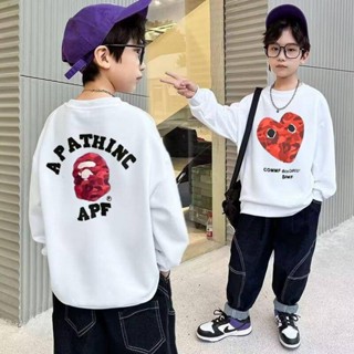 Oh Baby 臺灣現貨 男童長袖 兒童秋季長袖字母寬鬆上衣男女童紅猴子頭休閒打底圓領印花