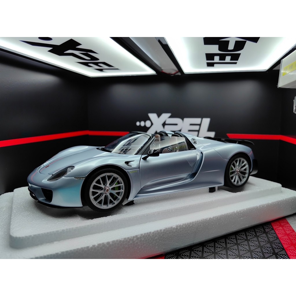 AutoArt 1/18 奧拓 保時捷 918 Spyder 冰藍色 ABS全開汽車模型 全新僅拆出廠品控 展示 【拍下