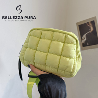 Bellezza Pura（現貨）羽絨包 百褶斜挎包 糖果色戶外運動小揹包 休閒多隔層胸包 韓國包包女 13色