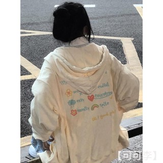 【可可李】大學t帽t甜美 韓系連帽衛衣 女設計感小眾秋冬 寬鬆oversize外套 開衫拉鏈上衣薄款 刷毛