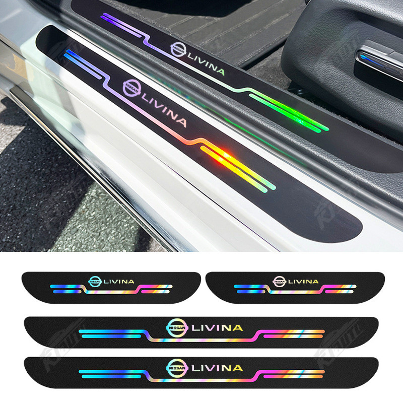 NISSAN 日產 Livina 2024 新車激光門檻貼紙車門門檻條防刮防水彩虹車門保護貼