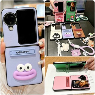 SAMSUNG 可愛的 3D 卡通支架支架皮套 OPPO Find N3 N2 翻蓋外殼手鍊腕帶防震保護三星 Flip6