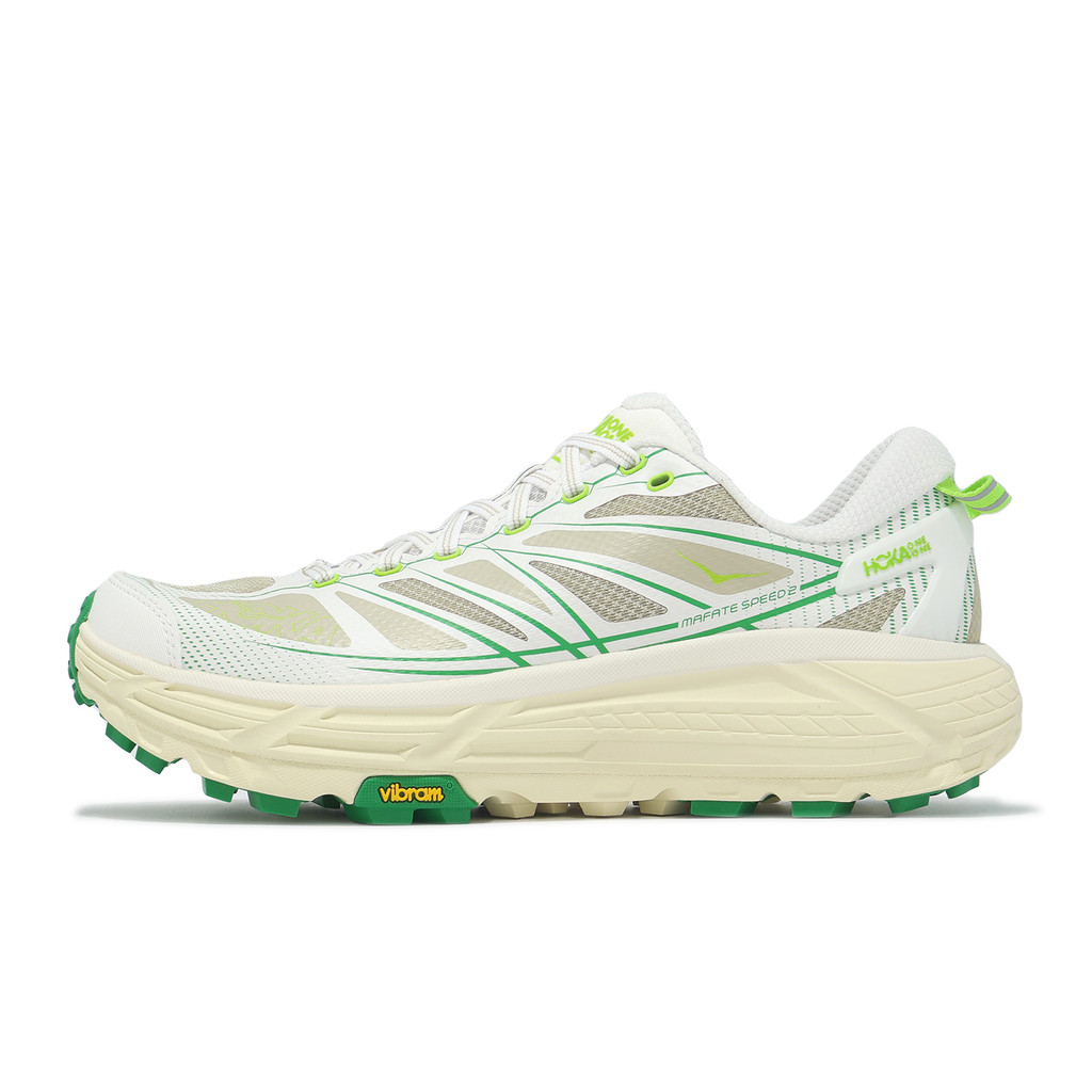Hoka 越野跑鞋 Mafate Speed 2 男鞋 白 草綠 支撐 黃金大底 [ACS] 1126851WTFR