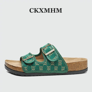 BIRKENSTOCK Ckxmhm 36-45男女通用滑動平底軟木涼鞋女勃肯涼鞋男士可調節肩帶扣露趾拖鞋麂皮鞋墊