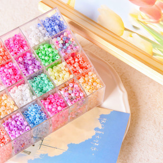 一份20克/彩色光澤感米珠4mm亞克力串珠手工DIY耳環耳飾材料配件