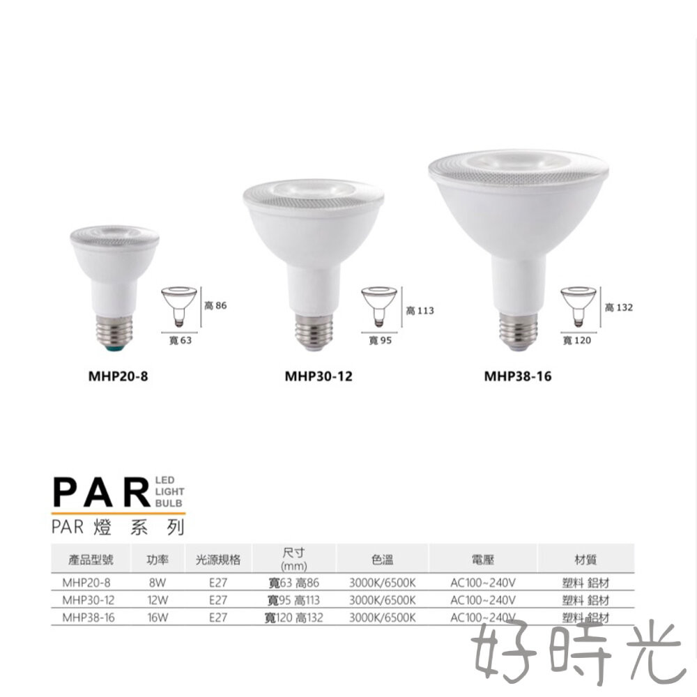 MARCH LED E27 PAR 38 16W PAR 20 7W PAR 30 12W 燈泡 黃光 白光