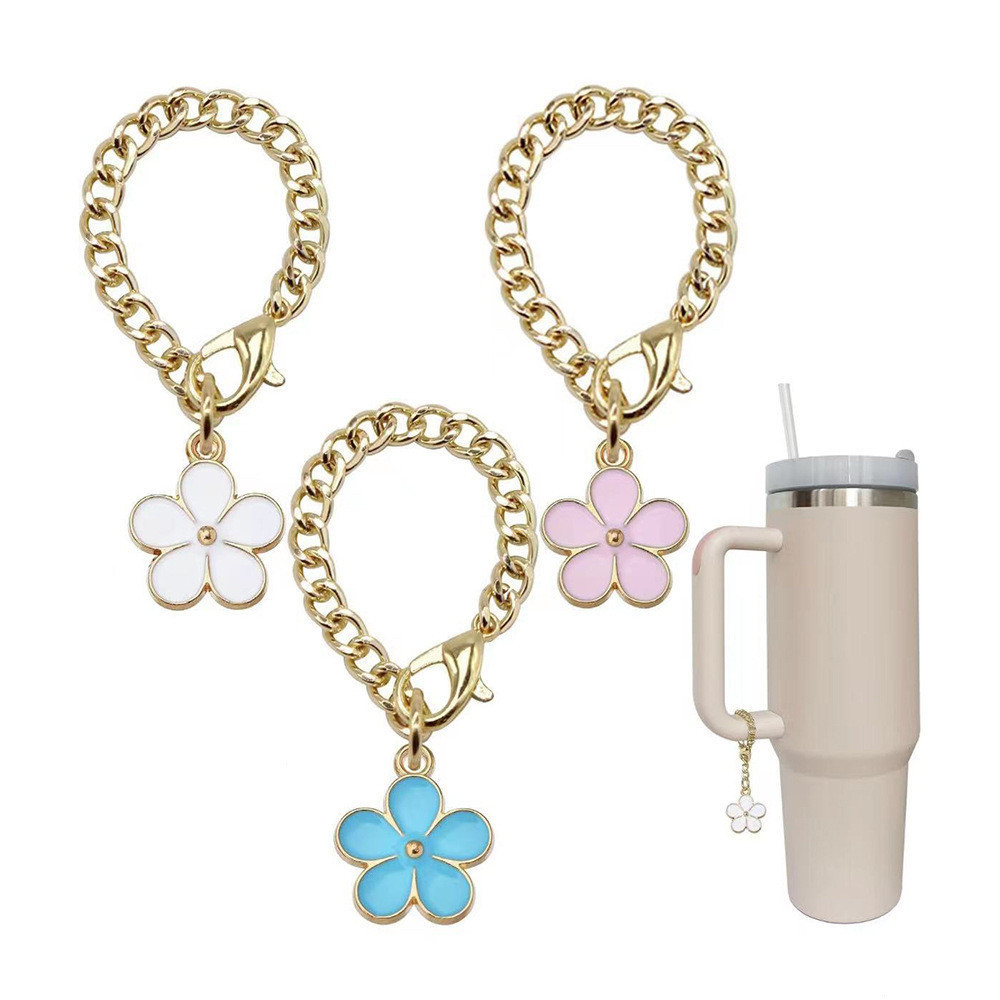 MIKA STORE ▏ 創意Stanley杯配件 花朵鏈條防丟設計 便攜掛取 水杯裝飾與實用兼具 幸運五葉草設計