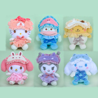 卡哇伊三麗鷗睡衣系列毛絨玩具 Kuromi Hello Kitty Melody Cinnamoroll 可愛鑰匙扣掛件