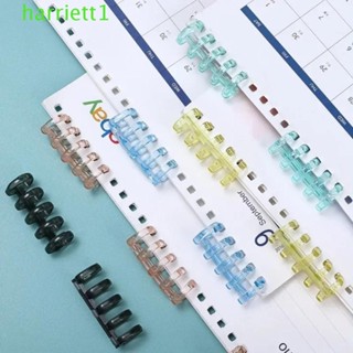 HARRIETT10pcs活頁夾環,色彩繽紛文具5圈塑料活頁夾,裝訂用品5個孔塑料彈簧螺旋環活頁夾