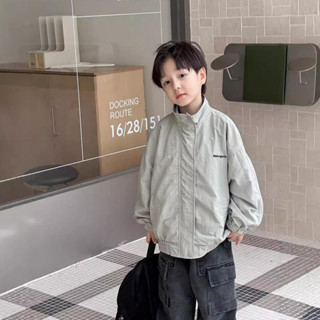 Baby童衣 兒童風衣 男女童韓風夾克 寬鬆刺繡字母褶皺外套 【現貨】