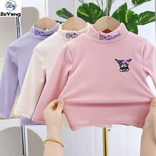 【ZY】90-140 現貨 兒童刺繡長袖T恤 高領上衣 秋冬寶寶休閒T 卡通打底衫 百搭上衣 保暖衣 庫洛米Kuromi