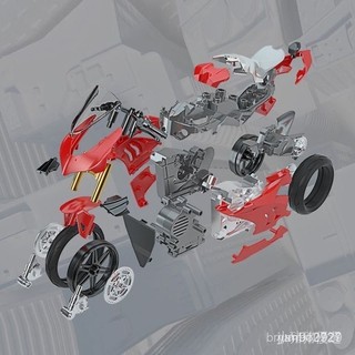 限時下殺 合金 機車模型 拚裝摩託車 模型 川崎H2R閤金DIY組裝1:12杜卡迪V4S模型 拼裝自行車模型 單車機車