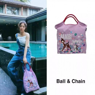 台灣出貨🛍️張元英明星同款包包 日系ball chain刺繡小鹿環保購物袋尼龍單肩包 防水尼龍包 通勤尼龍包 側背包