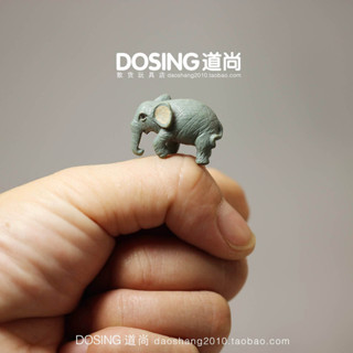 Dreamerhouse 模擬動物 迷你版超小號 灰色大象 小象微縮模型擺件