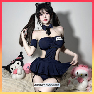 【兔兔優選】情趣內衣吊帶御姐純欲風誘惑cos性感緊身女警鏤空制服連體套裝 角色扮演 cos 情趣 成人專區 女警服 免脫