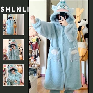 女款秋冬珊瑚絨睡袍卡通可愛法蘭絨家居服