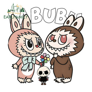 Earlfamily 13 釐米 Labubu 卡通可愛汽車貼紙防水摩托車筆記本電腦窗戶乙烯基貼花防刮車門保護貼