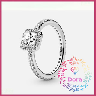 Dora Shop❤ 方形寶石璀璨光環戒指 銀飾 S925 情人節 禮物 朵拉190947CZ