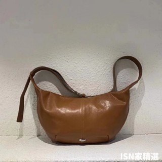 韓國東大門羊皮餃子包 真皮女包 側揹包 簡約休閒百搭銀標單肩斜挎包 單肩包