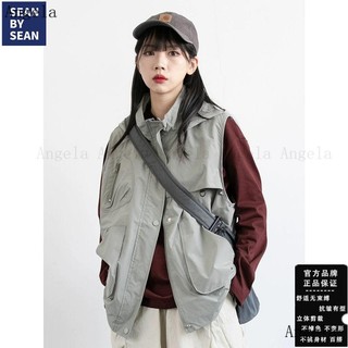 Angela✨SEANBYSEAN夏季山系戶外連帽立體口袋工裝釣魚馬甲男寬鬆上衣外套