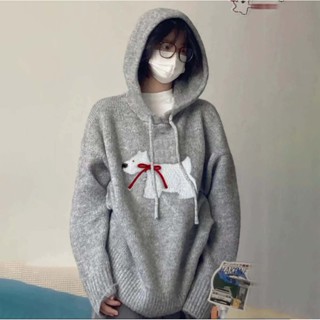 衣時尚 針織衫 上衣 毛線衣 保暖 新款小狗連帽套頭針織毛衣女加厚小個子內搭衛衣外套ME007-9011.