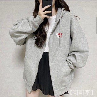 【可可李】大學t帽t原宿 風秋外套 秋薄款拉鍊衛衣 印花開衫寬鬆韓版ins潮薄款刷毛