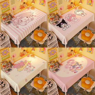 桌布 絨布 裝飾布 Hello Kitty 美樂蒂 庫洛米桌布 長方形 餐桌布 臥室 學習桌 防塵布