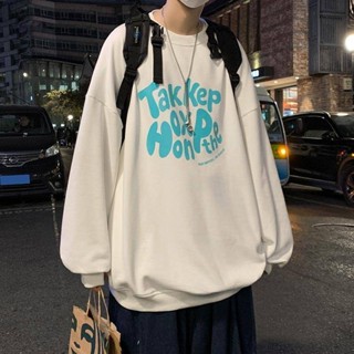 NANS 臺灣現貨 男生長袖 男士秋季新款圓領衛衣港風潮流字母印花百搭痞帥寬鬆上衣潮牌外套