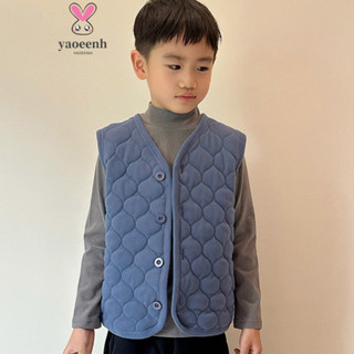 100-160CM 秋冬兒童加棉鈕扣小外套保暖馬甲 中大童校服內搭無袖小背心 現貨 快速出貨