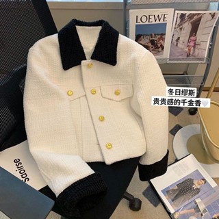 小香風 撞色 翻領 短外套 女 法式 高階感 2023 春季 新款 時尚氣質 長袖 上衣