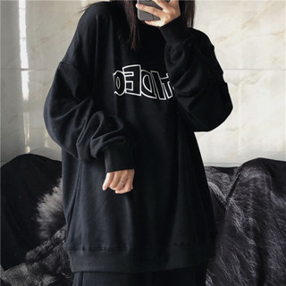 批發秋季新款寬鬆上衣 字母印花圓領長袖衛衣女 上衣學生薄款外套衣服女