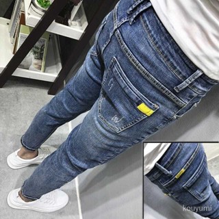 暢銷爆款🏆男士牛仔褲修身小腳休閒韓版彈力潮流社會精神小夥緊身褲男春秋款 5PQD